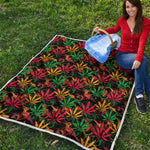 Rasta Marijuana Pattern Print Quilt