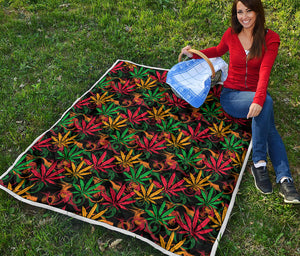 Rasta Marijuana Pattern Print Quilt