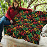 Rasta Marijuana Pattern Print Quilt