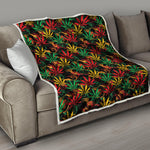 Rasta Marijuana Pattern Print Quilt