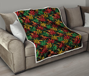 Rasta Marijuana Pattern Print Quilt