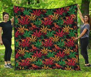 Rasta Marijuana Pattern Print Quilt