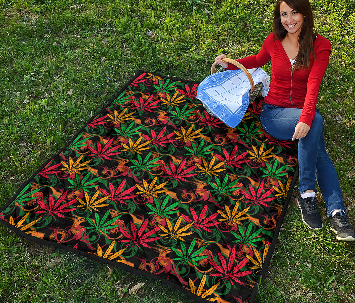 Rasta Marijuana Pattern Print Quilt