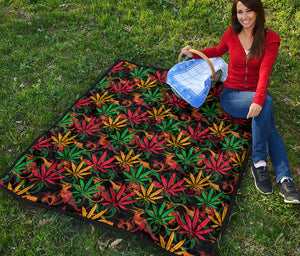 Rasta Marijuana Pattern Print Quilt