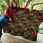 Rasta Marijuana Pattern Print Quilt