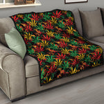 Rasta Marijuana Pattern Print Quilt