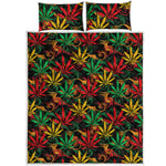 Rasta Marijuana Pattern Print Quilt Bed Set