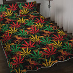 Rasta Marijuana Pattern Print Quilt Bed Set