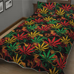 Rasta Marijuana Pattern Print Quilt Bed Set