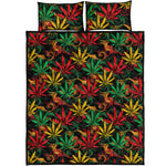 Rasta Marijuana Pattern Print Quilt Bed Set