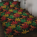 Rasta Marijuana Pattern Print Quilt Bed Set