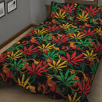 Rasta Marijuana Pattern Print Quilt Bed Set