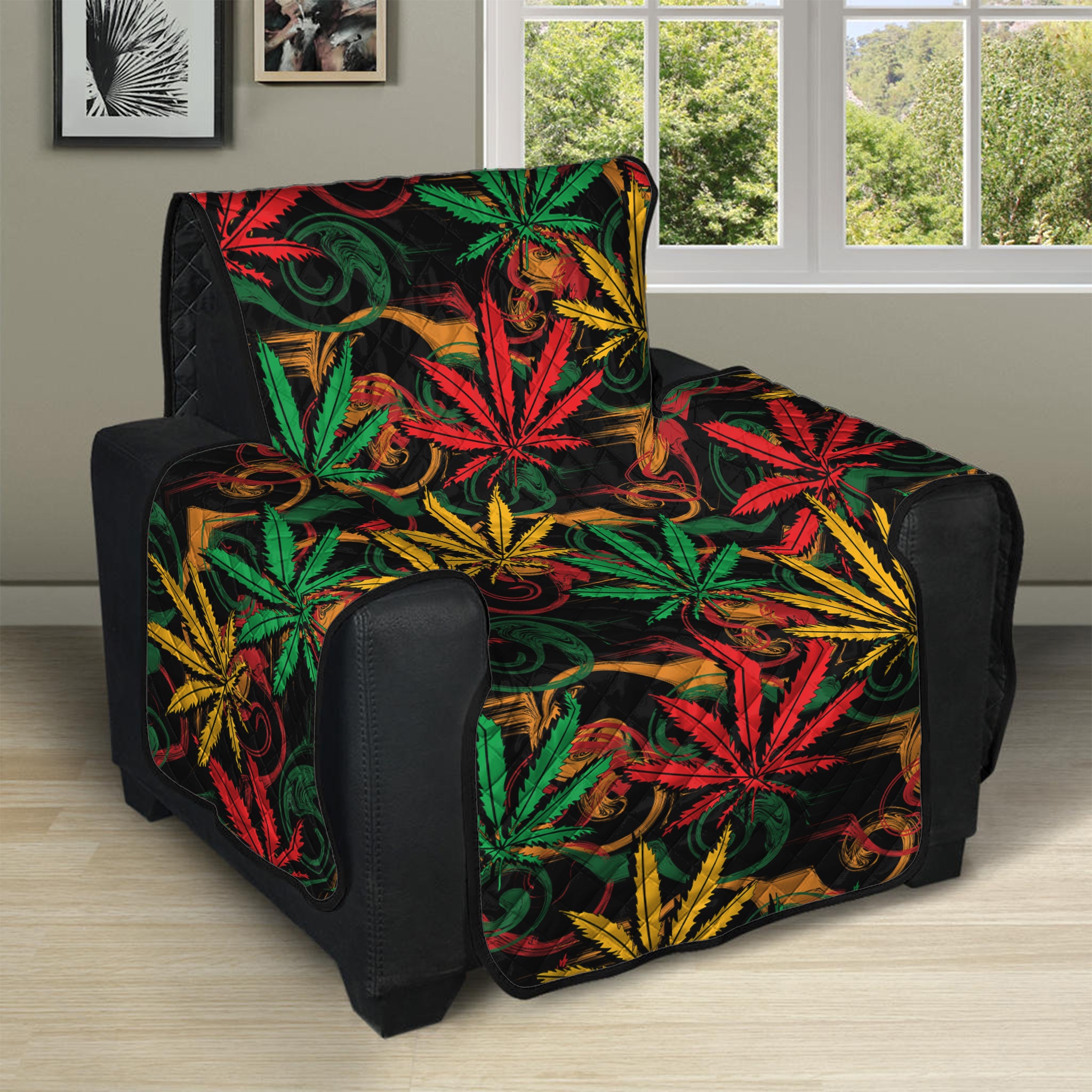 Rasta Marijuana Pattern Print Recliner Protector