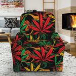 Rasta Marijuana Pattern Print Recliner Slipcover