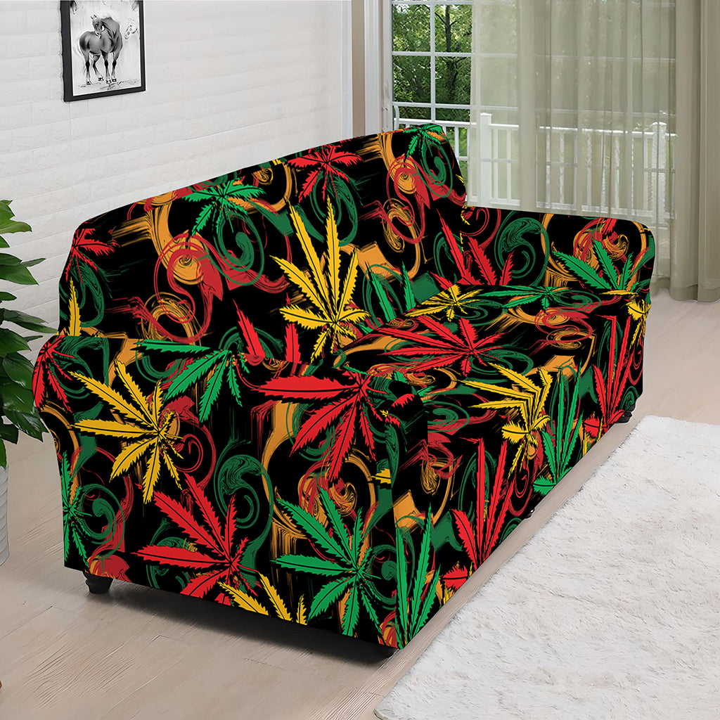 Rasta Marijuana Pattern Print Sofa Cover