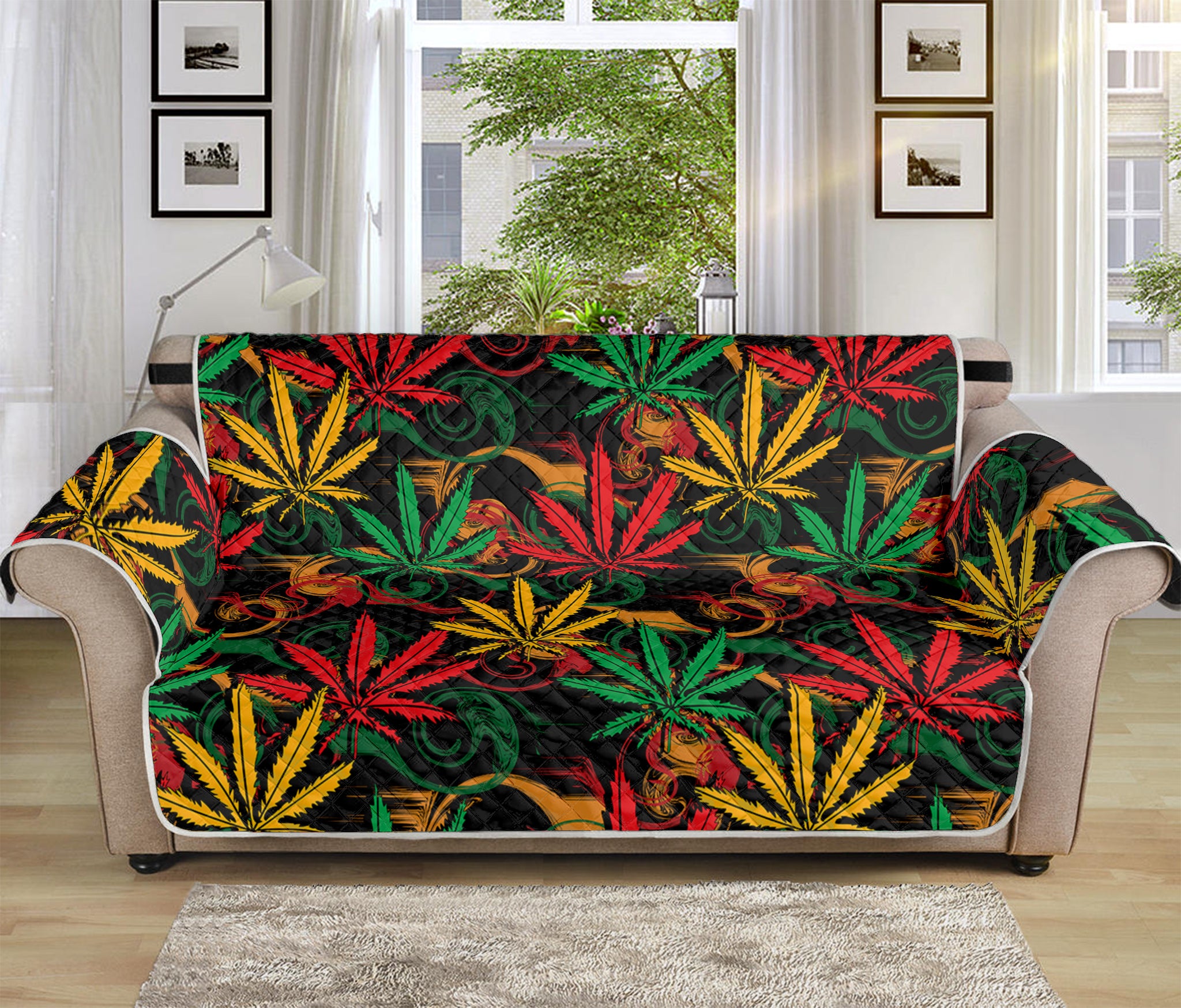 Rasta Marijuana Pattern Print Sofa Protector