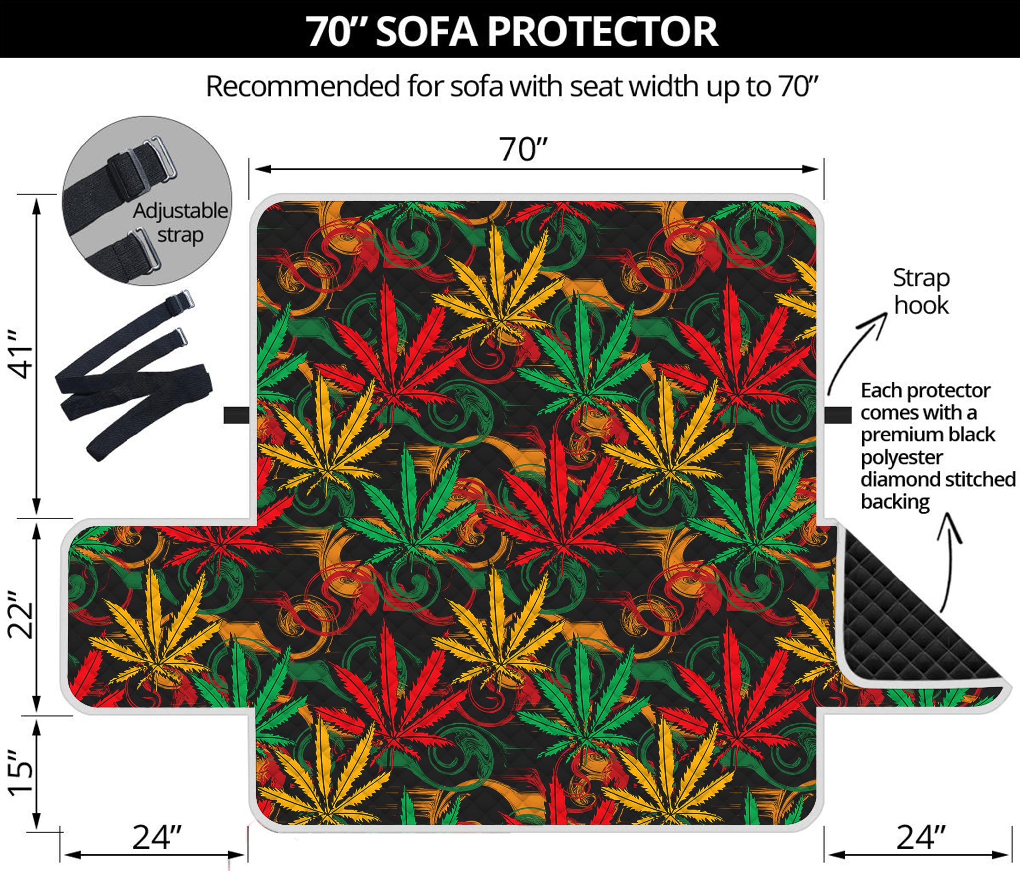 Rasta Marijuana Pattern Print Sofa Protector