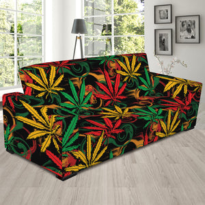 Rasta Marijuana Pattern Print Sofa Slipcover