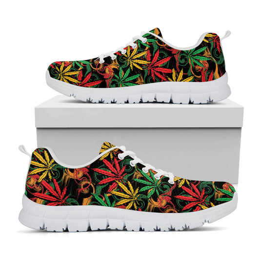 Rasta Marijuana Pattern Print White Sneakers