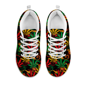Rasta Marijuana Pattern Print White Sneakers