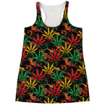 Rasta Marijuana Pattern Print Women's Racerback Tank Top