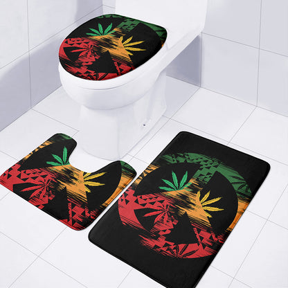 Rasta Peace Sign Print 3 Piece Bath Mat Set
