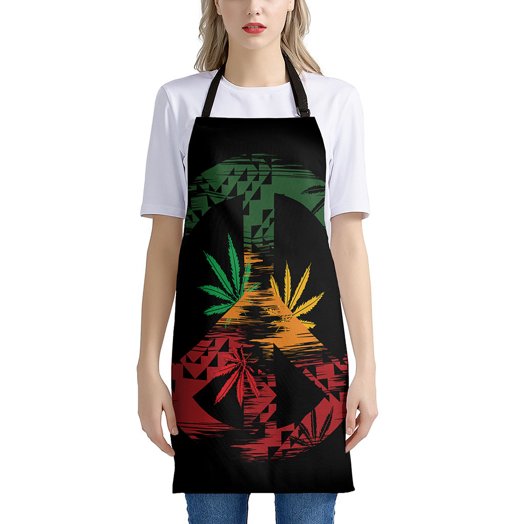 Rasta Peace Sign Print Apron