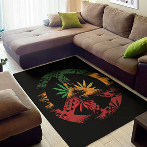 Rasta Peace Sign Print Area Rug