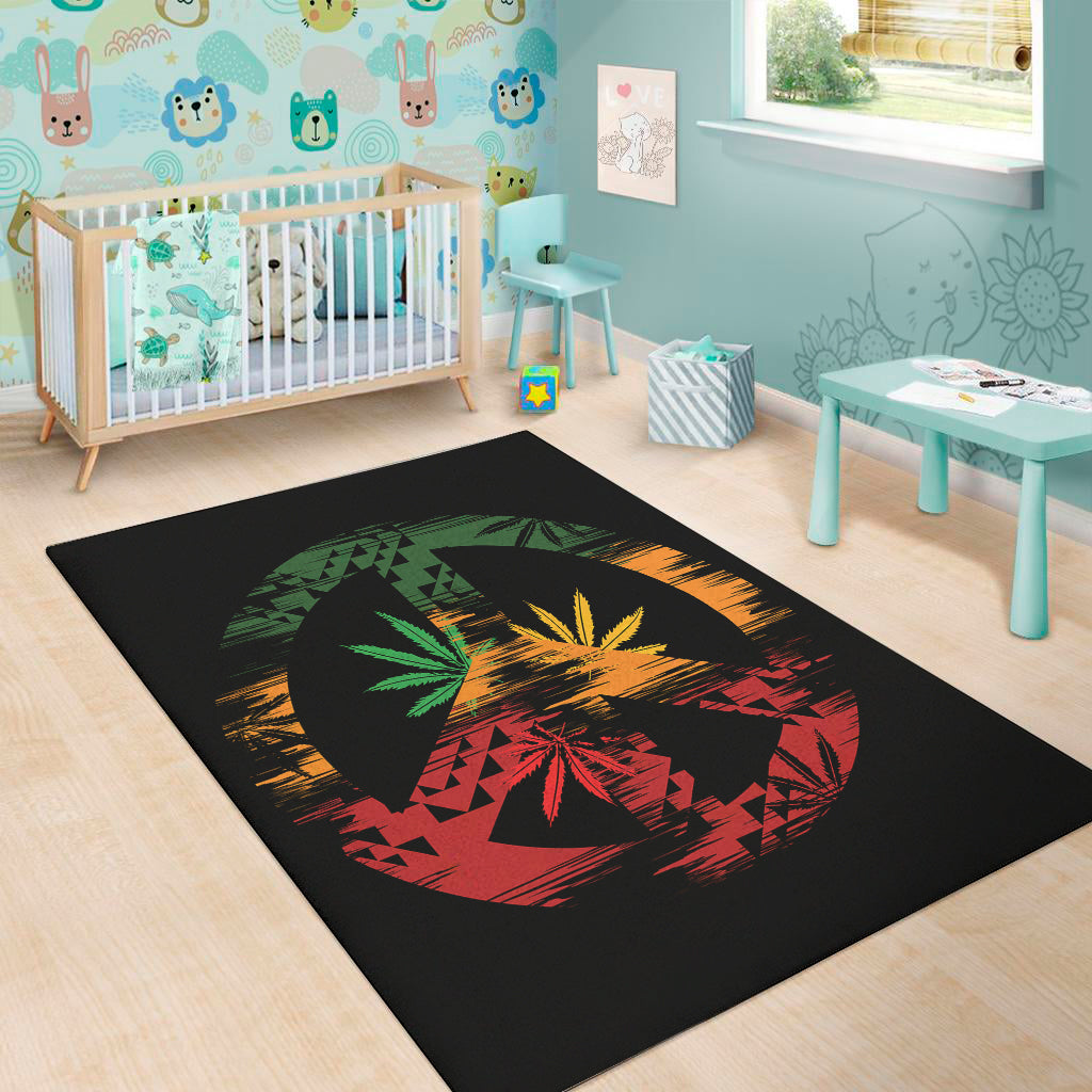 Rasta Peace Sign Print Area Rug