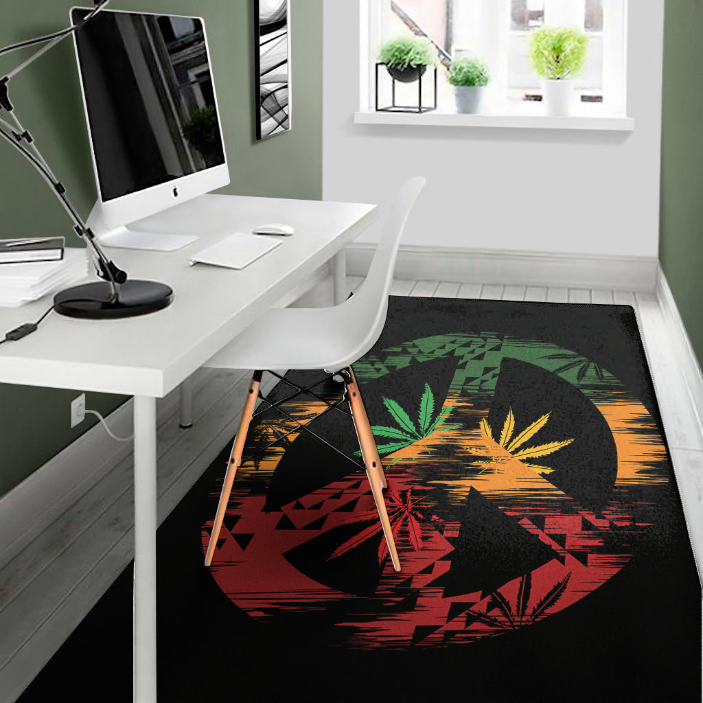 Rasta Peace Sign Print Area Rug