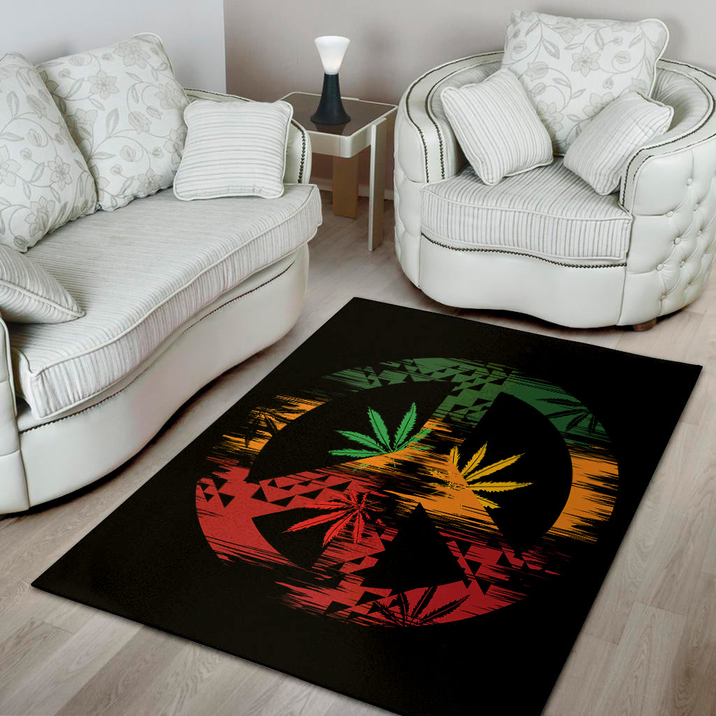 Rasta Peace Sign Print Area Rug