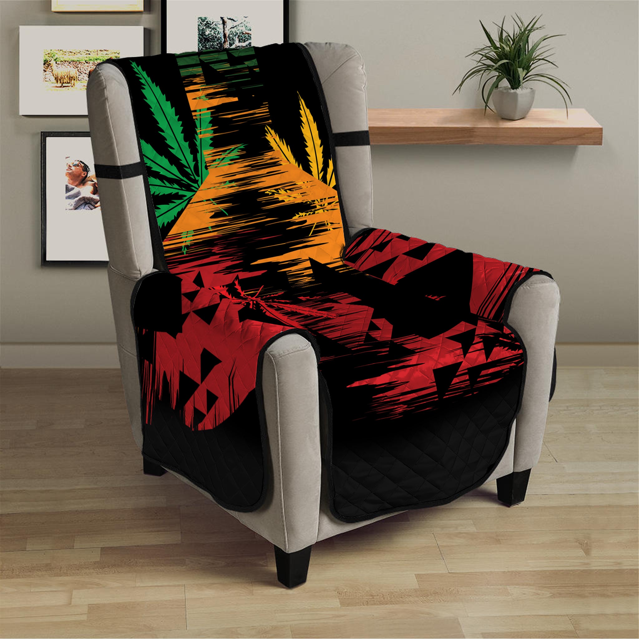 Rasta Peace Sign Print Armchair Protector