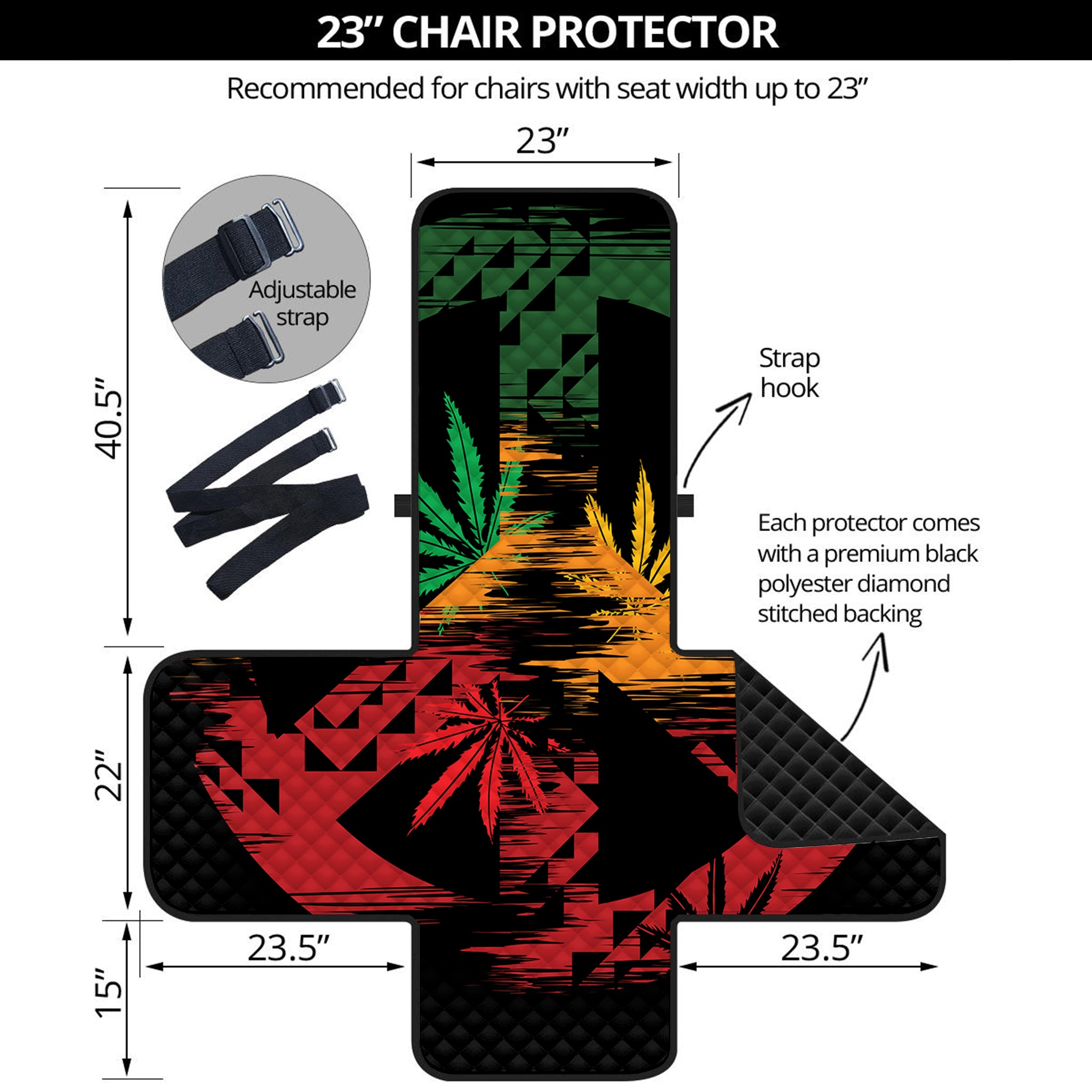 Rasta Peace Sign Print Armchair Protector