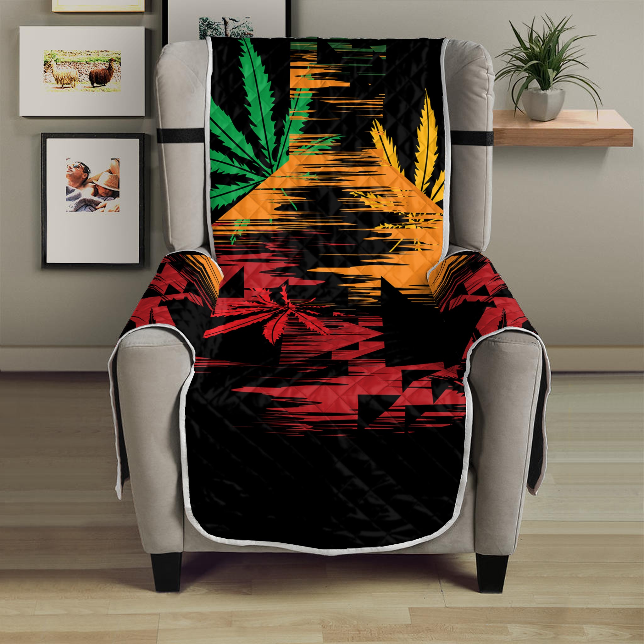 Rasta Peace Sign Print Armchair Protector