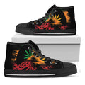 Rasta Peace Sign Print Black High Top Sneakers