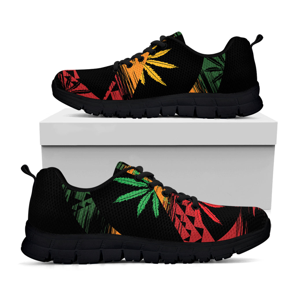 Rasta Peace Sign Print Black Sneakers