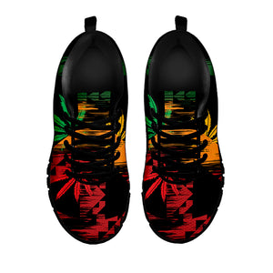 Rasta Peace Sign Print Black Sneakers