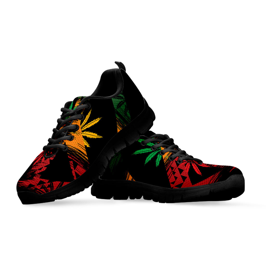 Rasta Peace Sign Print Black Sneakers