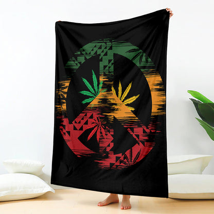 Rasta Peace Sign Print Blanket