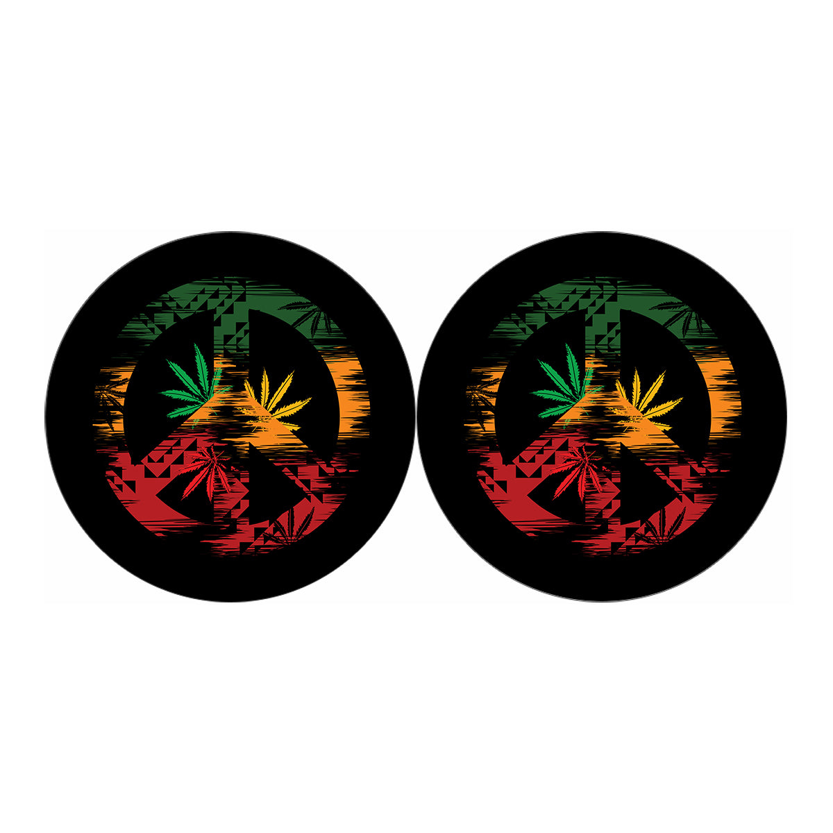 Rasta Peace Sign Print Car Coasters