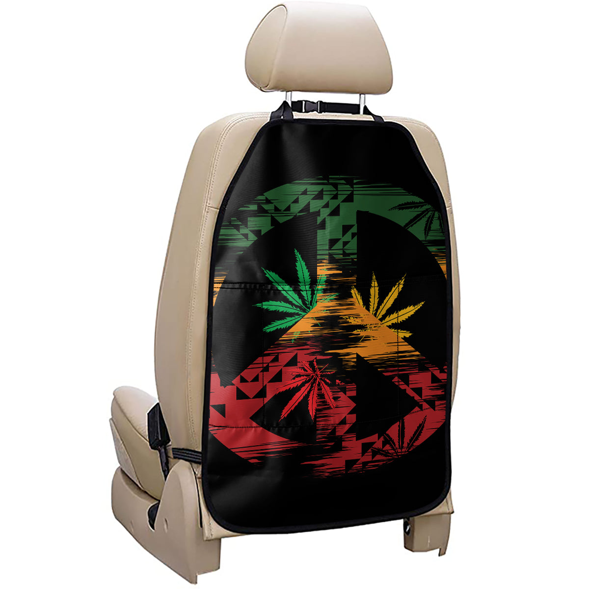 Rasta Peace Sign Print Car Seat Organizers