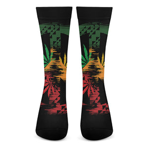 Rasta Peace Sign Print Crew Socks