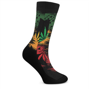 Rasta Peace Sign Print Crew Socks