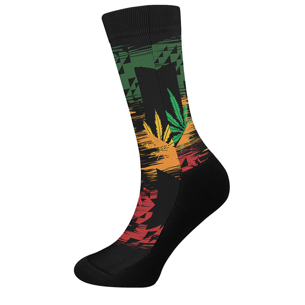 Rasta Peace Sign Print Crew Socks