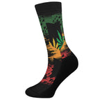 Rasta Peace Sign Print Crew Socks