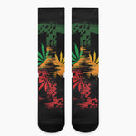 Rasta Peace Sign Print Crew Socks