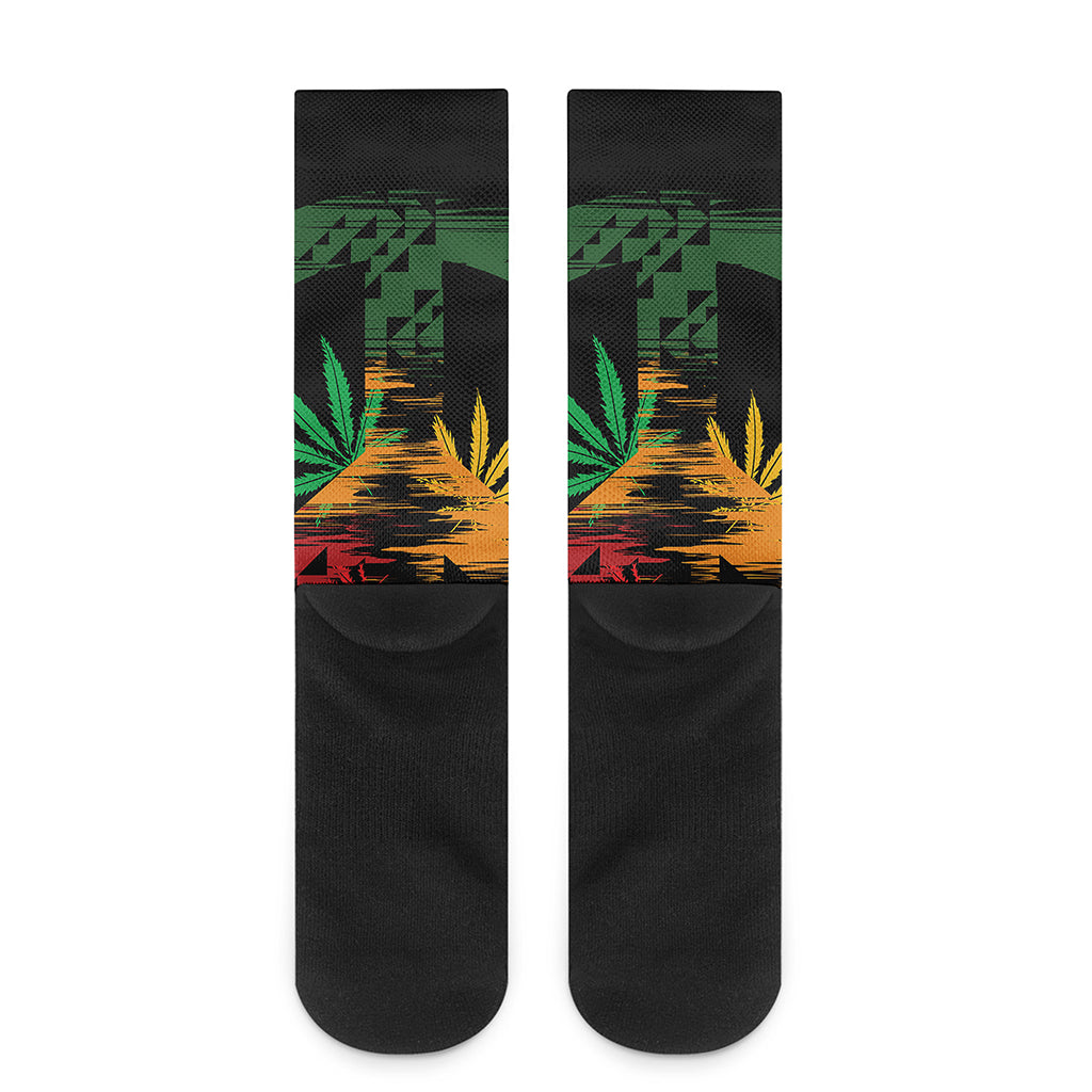 Rasta Peace Sign Print Crew Socks