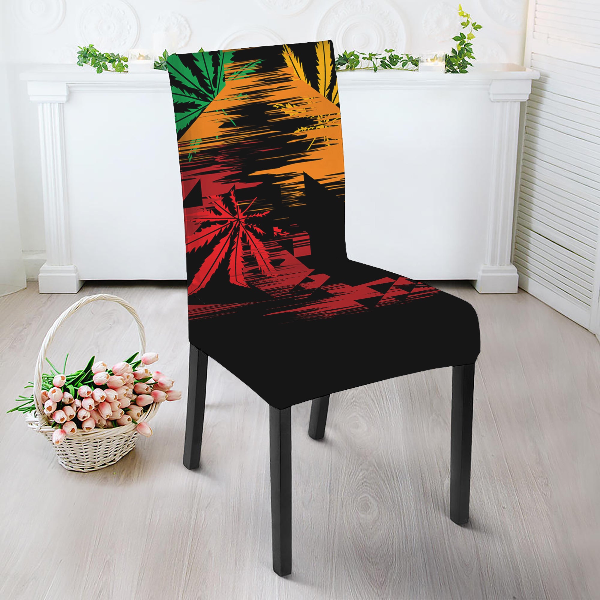 Rasta Peace Sign Print Dining Chair Slipcover