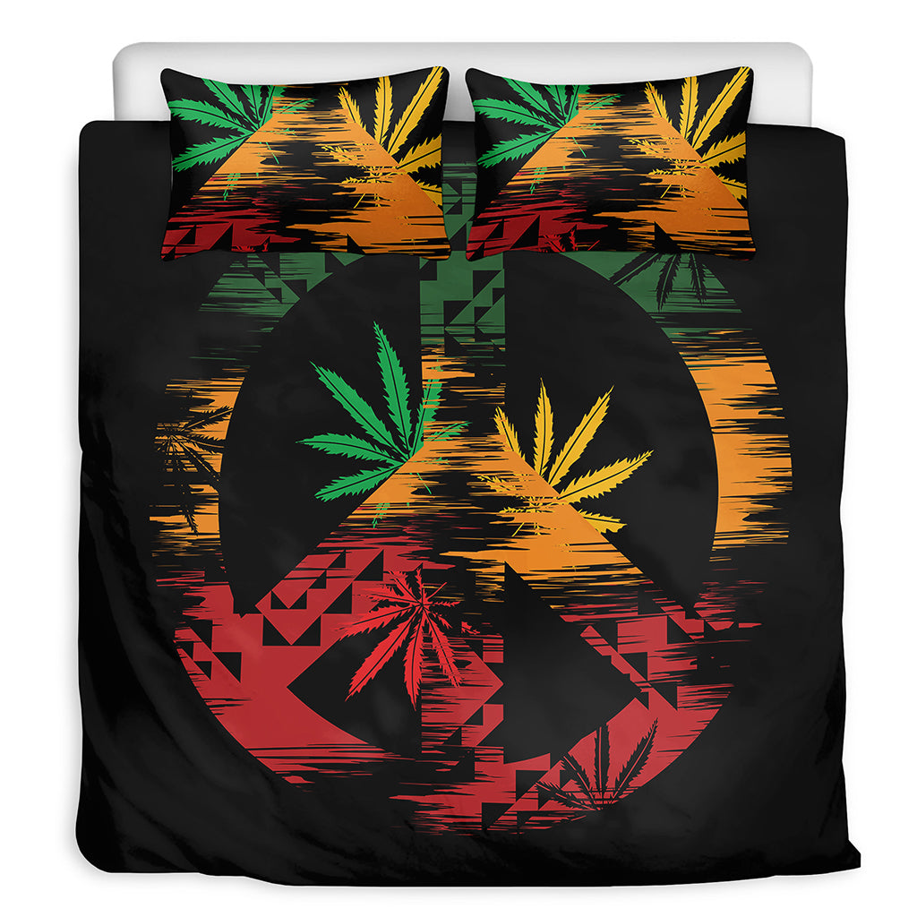 Rasta Peace Sign Print Duvet Cover Bedding Set