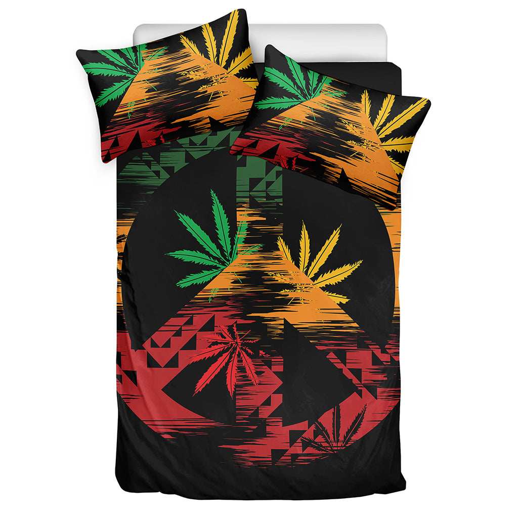 Rasta Peace Sign Print Duvet Cover Bedding Set